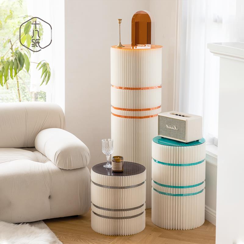 十八纸置物架落地展示架商场橱窗展会圆形陈列架创意折叠圆柱展架