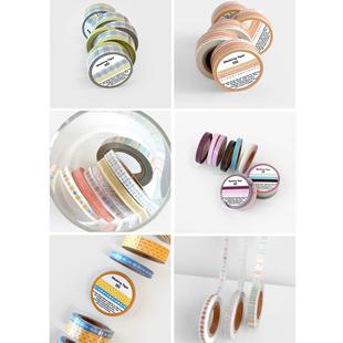 三卷入小清新可撕美纹胶带彩色贴纸手账素材装 饰格子星星韩国OAB