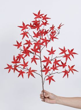 仿真枫叶红枫叶假树叶园林景观工程造景假树枝家居装饰摆件