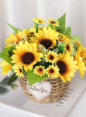 2025新款仿真太阳花客厅婚庆装饰假向日葵塑料花束家居摆件热销