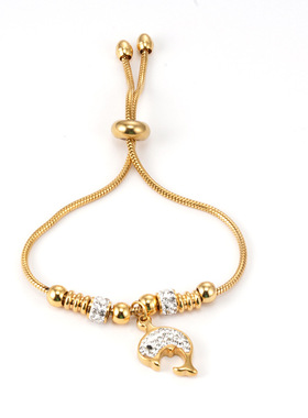 2025新款欧美风尚18K金镶钻女士钛钢手链跨境简约抽拉设计饰品