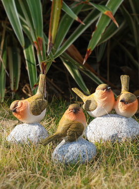 跨境新品春夏小鸟动物摆件装饰品家居户外庭院园林造景树脂