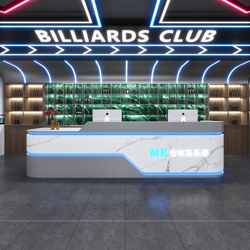 现代台球厅吧台收银台工业风公司酒店剧本杀健身房前台接待台定制