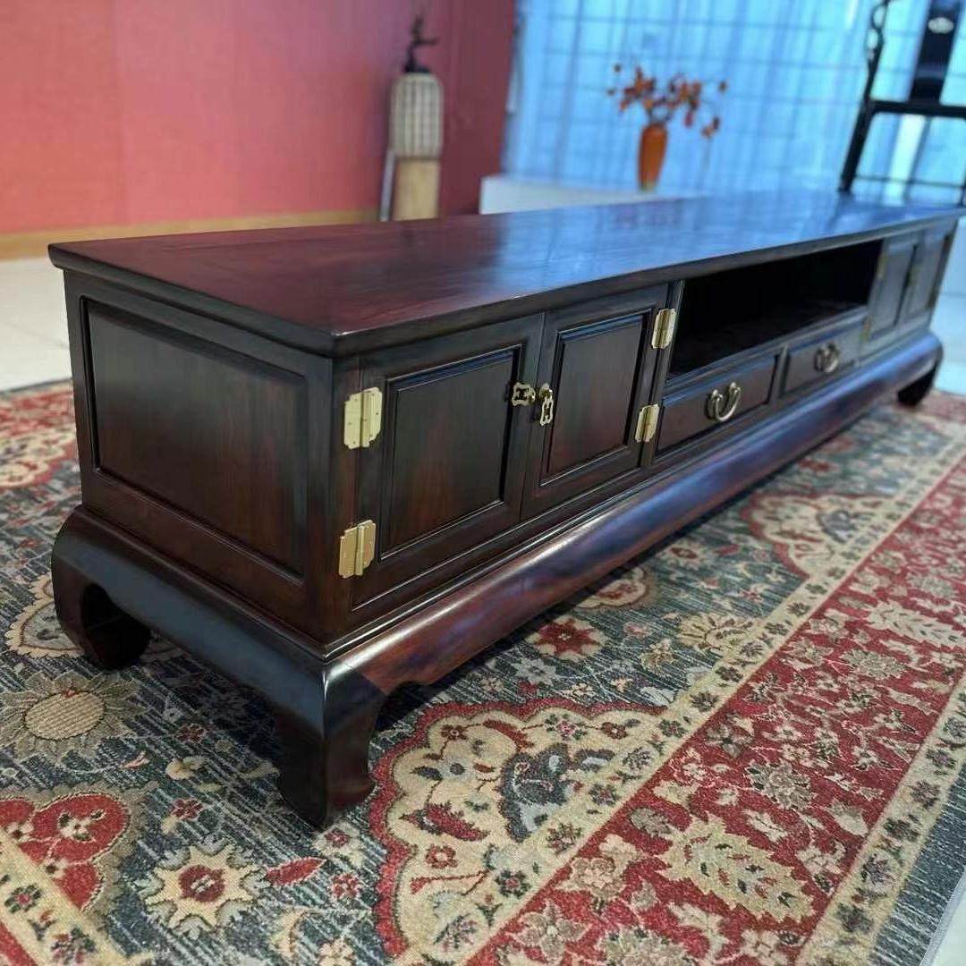 大红酸枝实木电视柜家用原木新中式大户型落地电视柜明式红木家具