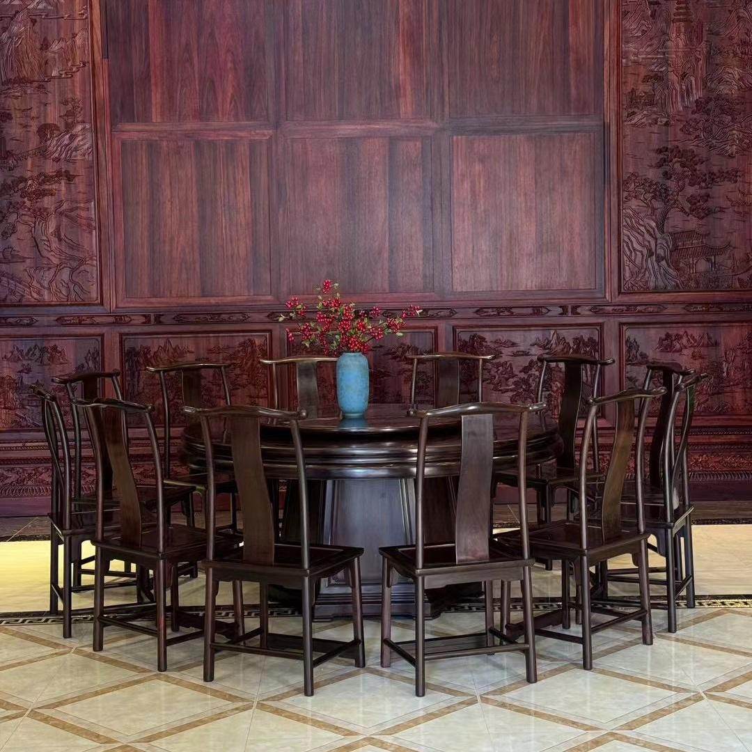 老挝大红酸枝交趾黄檀红木餐桌 明式餐桌 实木餐桌 饭桌收藏精品