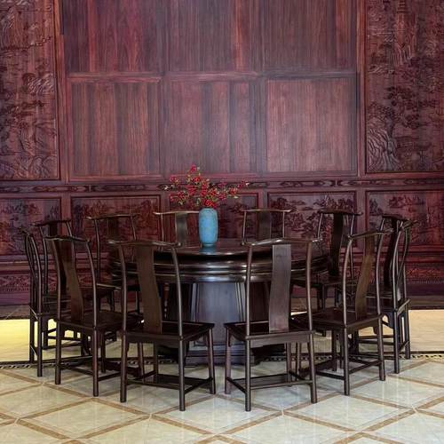 老挝大红酸枝交趾黄檀红木餐桌 明式餐桌 实木餐桌 饭桌收藏精品