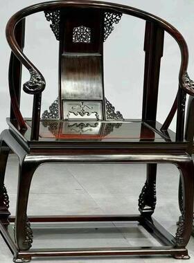 老挝大红酸枝圈椅三件套交趾黄檀主人椅实木太师椅红木中式皇宫椅