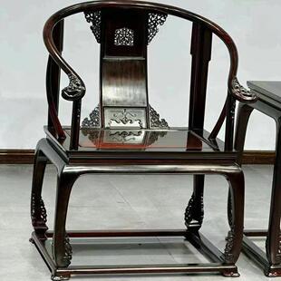 老挝大红酸枝圈椅三件套交趾黄檀主人椅实木太师椅红木中式皇宫椅