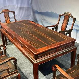 仙游红木家具大红酸枝干泡茶桌七件套组合办公会议茶桌交趾黄檀