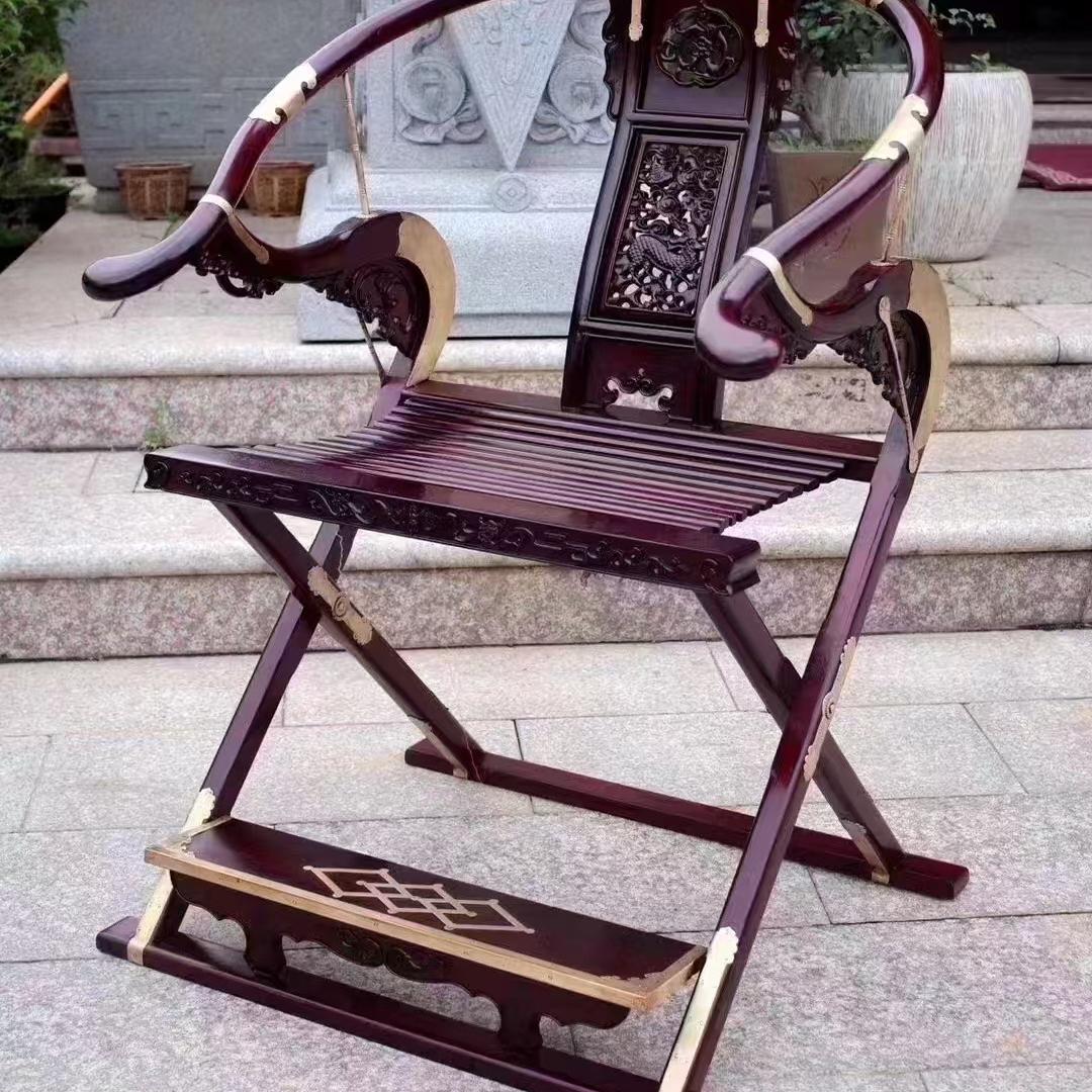 大红酸枝头把交椅明式仿古红木折叠椅王世襄主人椅圈椅收藏定制款