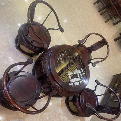 红木家具苏作明式罗锅枨搭脑扶手椅小方桌老挝大红酸枝交趾黄檀