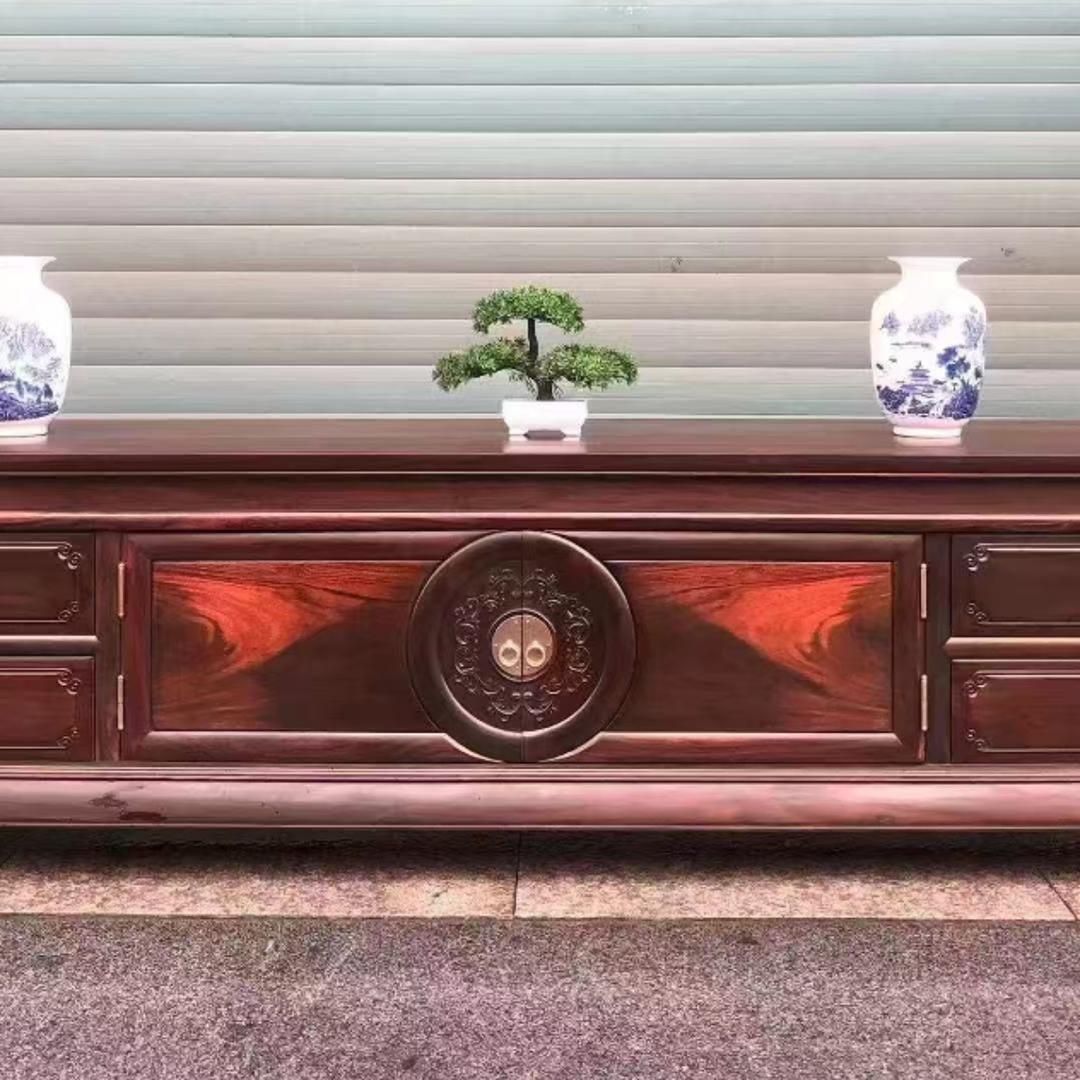 轻奢电视柜设计师别墅家具现代客厅老挝大红酸枝红木家具地柜老料