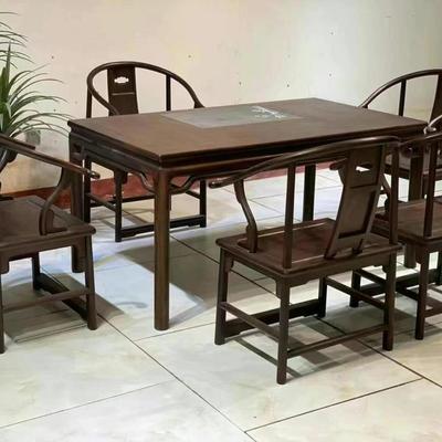 老挝大红酸枝茶桌 交趾黄檀红木茶桌明请古典多功能茶桌实用收藏