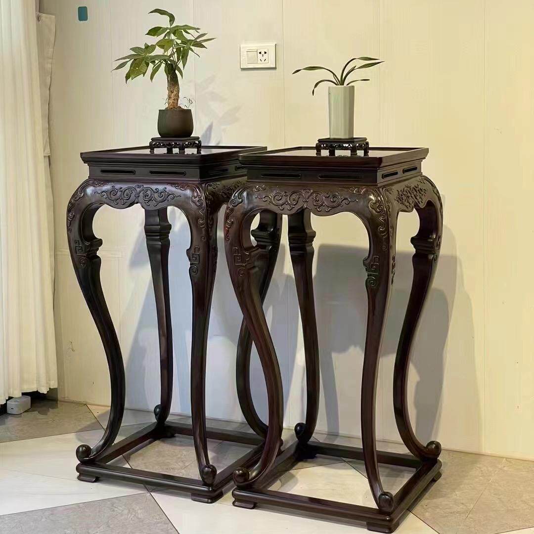 明式花架大红酸枝花几客厅室内落地绿萝实木花架红木质盆景架