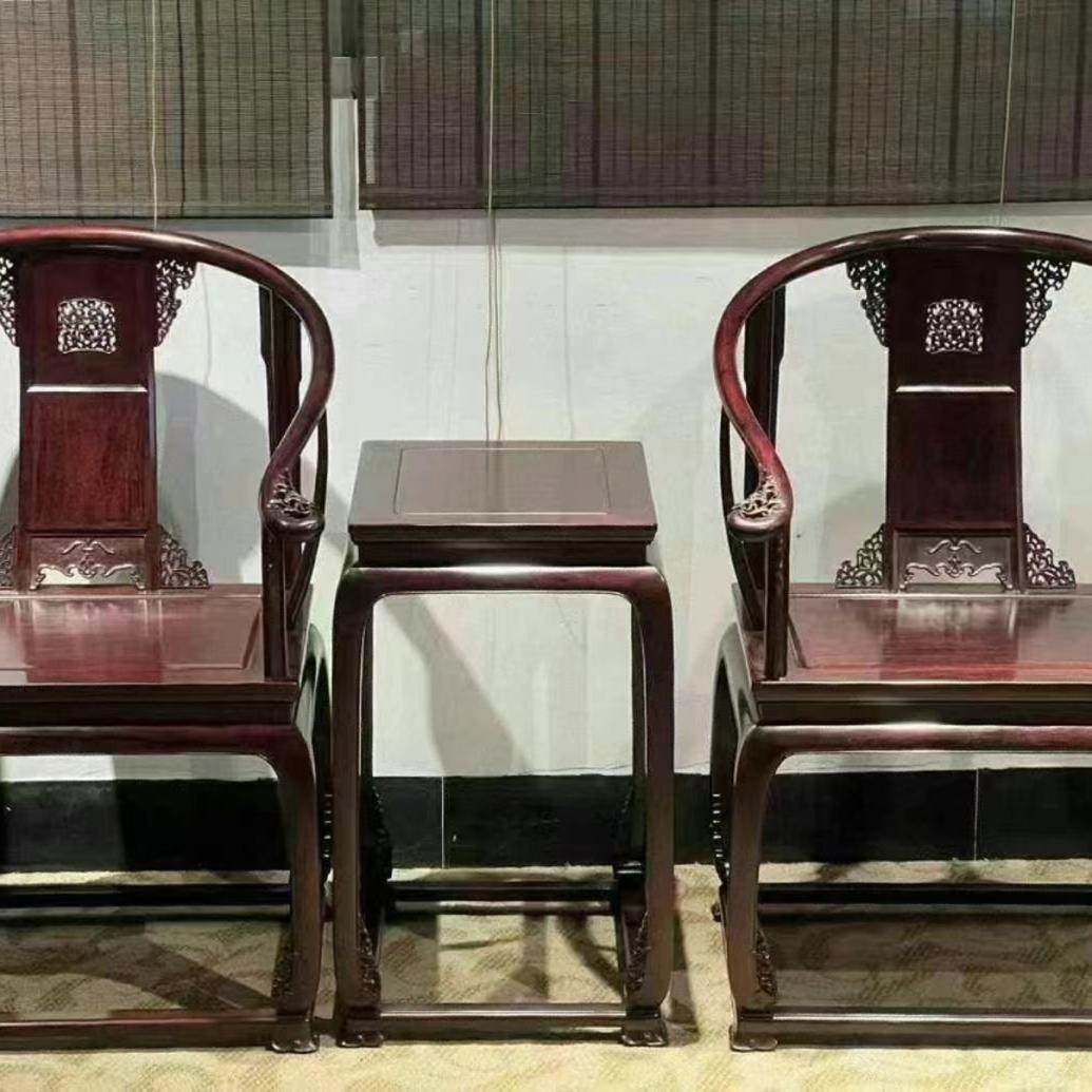 皇宫椅三件套交趾黄檀国标红木圈椅三件套大红酸枝太师椅家用老料,住宅家具,红木椅凳,淘宝优惠券,粉丝福利购,淘宝优惠卷
