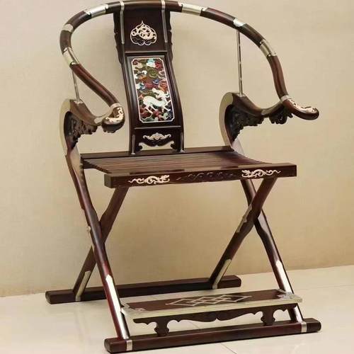 故宫老挝大红酸枝明式螭龙头把交椅中式红木家具收藏椅子