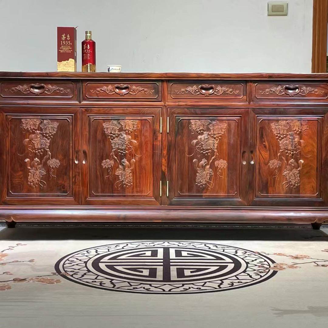大红酸枝雕花餐边柜红木家具茶水柜中式复古实木酒水柜碗柜储物柜,住宅家具,红木餐边柜,淘宝优惠券,粉丝福利购,淘宝优惠卷