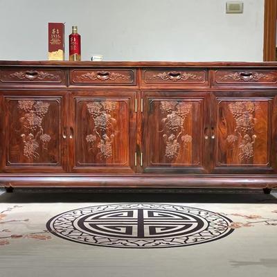 大红酸枝雕花餐边柜红木家具茶水柜中式复古实木酒水柜碗柜储物柜