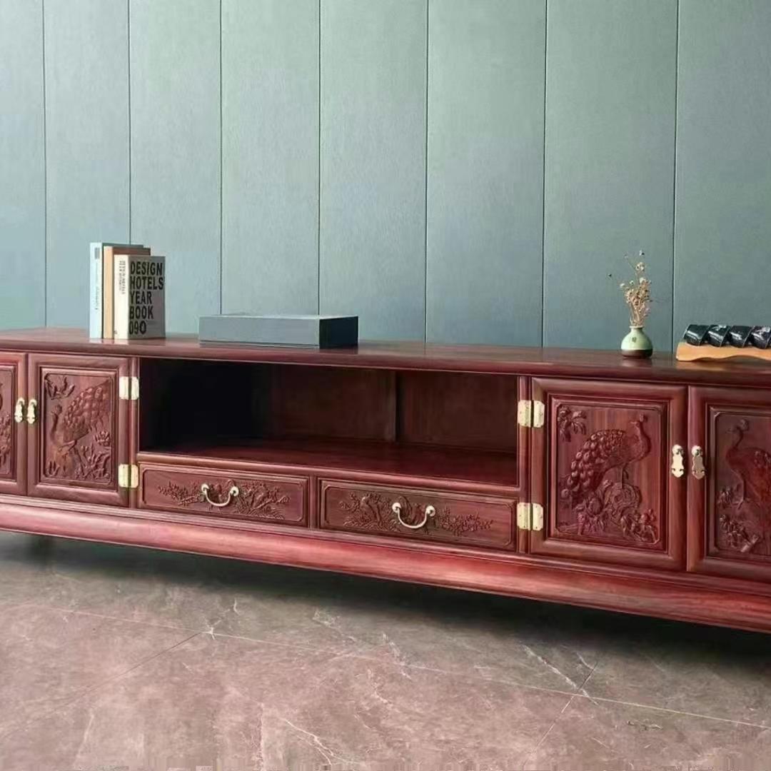 实木家具别墅客厅大户型全屋家具老挝大红酸枝交趾黄檀双层电视柜