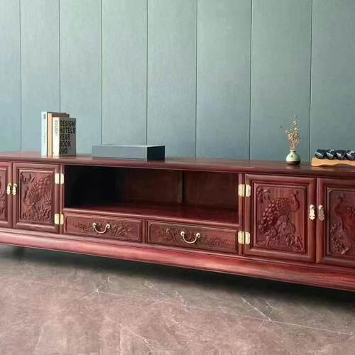 实木家具别墅客厅大户型全屋家具老挝大红酸枝交趾黄檀双层电视柜