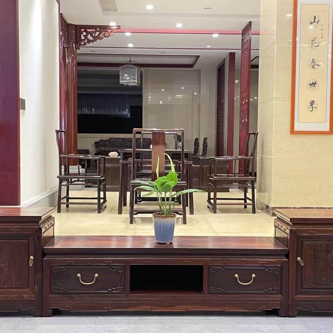 红木家具老挝大红酸枝中式雕花储物柜交趾黄檀古典客厅电视柜独板,住宅家具,红木电视柜,淘宝优惠券,粉丝福利购,淘宝优惠卷