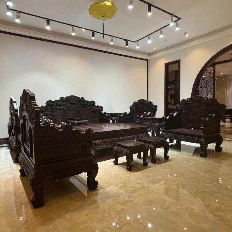 中式实木沙发组合冬夏两用储物大红酸枝沙发客厅2024新款农村别墅