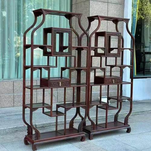 大红酸枝红木博古架实木中式古典多宝阁置物架茶壶茶具展示收纳