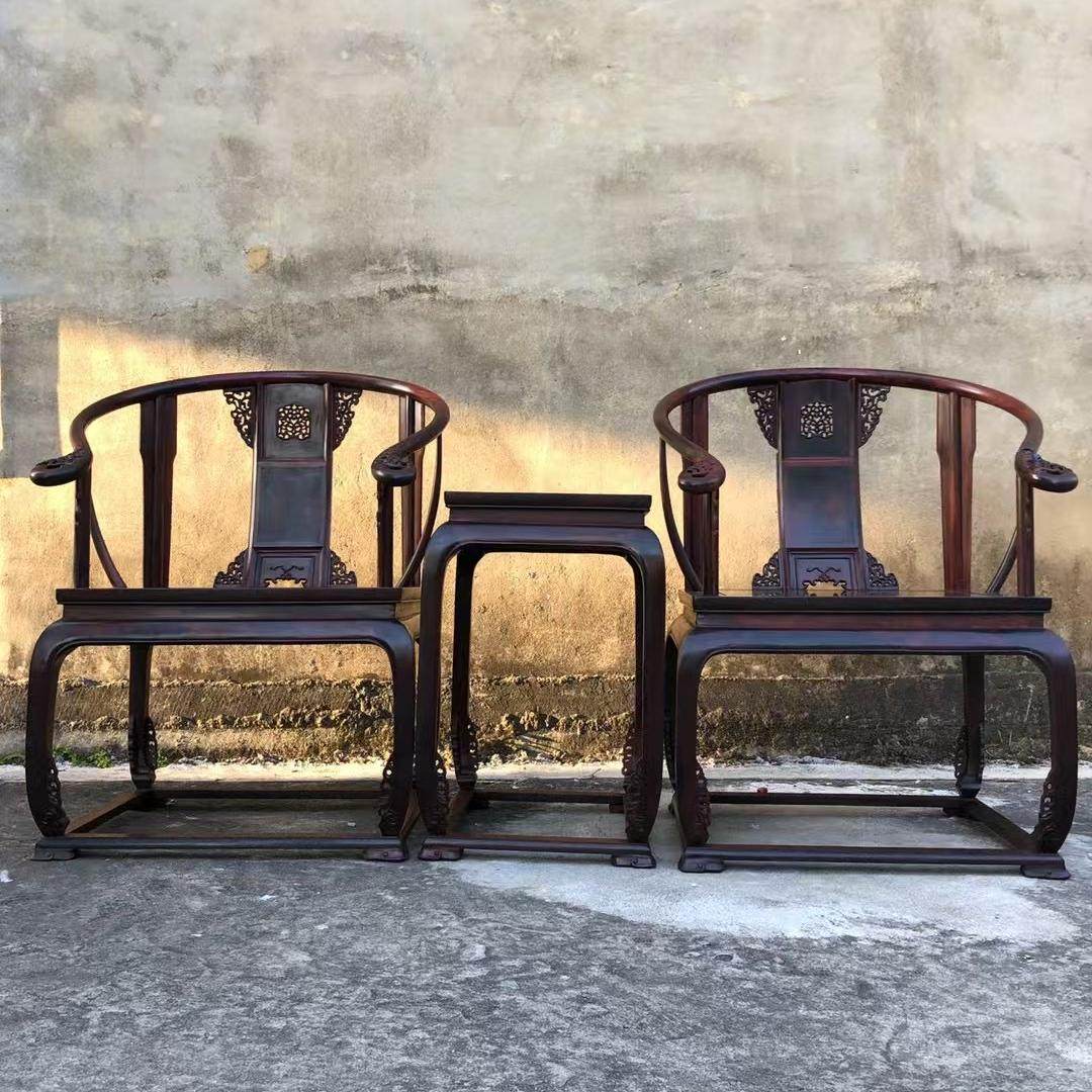 老挝大红酸枝皇宫圈椅三件套交趾黄檀会客椅红木中式休闲椅明清,住宅家具,红木椅凳,淘宝优惠券,粉丝福利购,淘宝优惠卷