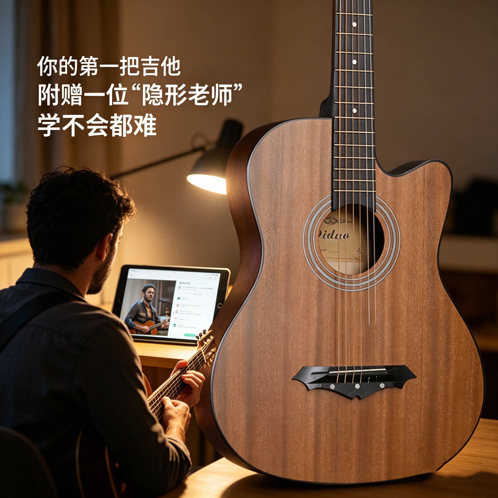 德化38寸吉他初学者男生新手入门学习练习乐器女学生民谣木吉弹奏