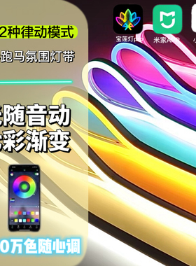 接入米家电竞氛围灯带户外防水rgb幻彩跑马音乐拾音灯带阳台客厅