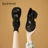 复古增高单鞋 达芙妮厚底乐福鞋 爆款 黑色英伦小皮鞋 女2026春季 新款