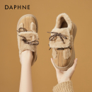 达芙妮女鞋德训鞋女款2025冬季新款加绒棉鞋毛毛鞋子休闲百搭板鞋