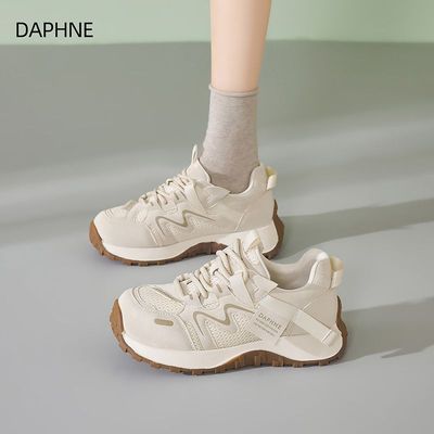 达芙妮女鞋2026春季新款时尚百搭轻便舒适休闲鞋厚底增高老爹鞋
