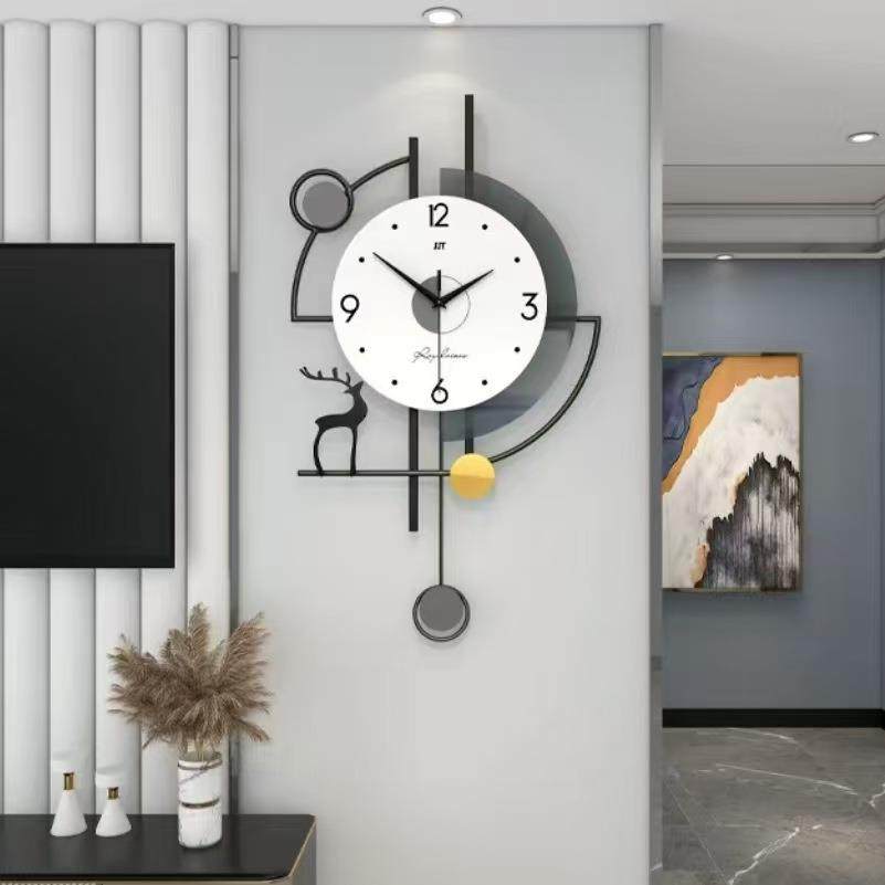 现代简约挂钟高级感客厅家居装饰餐厅静音钟表挂墙时尚创意挂表
