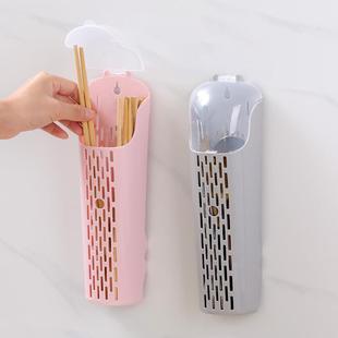 免打孔壁挂式 厨房带盖防尘筷笼 沥水筷子笼家用多功能餐具收纳盒