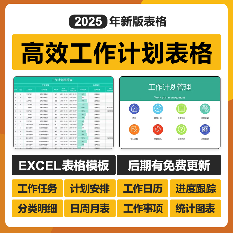 2025人事高效管理工作计划excel表日周月报待办工作计划进度模板