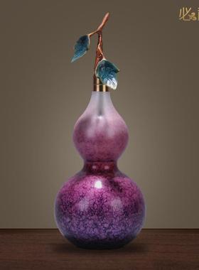 新中式纯铜葫芦摆件紫气东来空心开口葫芦摆设黄铜葫芦客厅装饰品