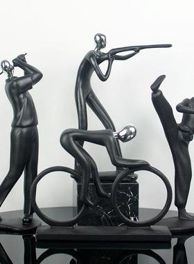 创意抽象黑白体育运动人物软装饰品客厅书架样板间健身房瑜伽摆件