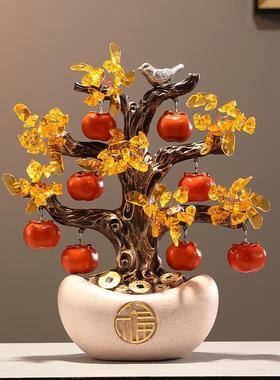 中式客厅玄关摆件招财元宝发财树办公室装饰品开业乔迁搬新家礼品