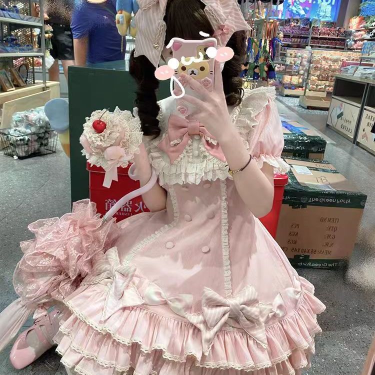 条纹千层洛丽塔蝴蝶结洋装