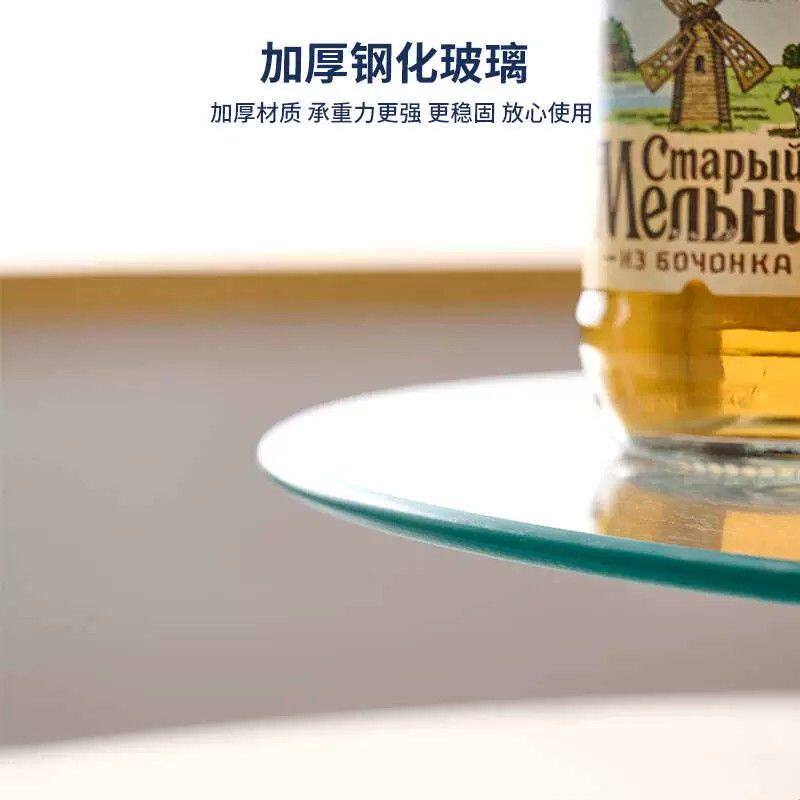 酒店加高餐桌转盘钢化玻璃双层转盘家用二层转盘双层水果转盘