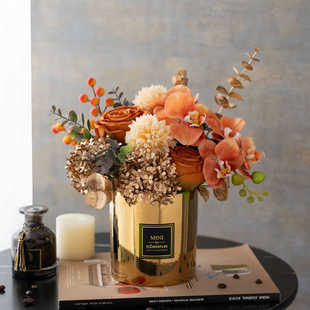 欧式轻奢高端仿真花桌面摆件假花复古客厅餐桌电视柜玄关装饰摆设