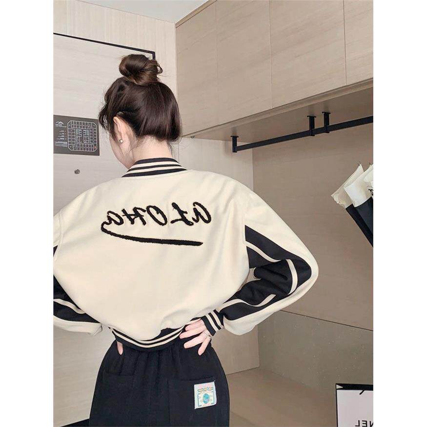 美式复古学院风棒球服女辣妹穿搭小个子ins短款上衣今年流行外套