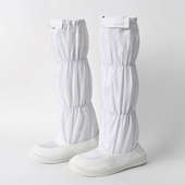 防静电长筒靴开网透气男女皮革高筒靴洁净室无尘工作鞋 蓝白 防尘鞋