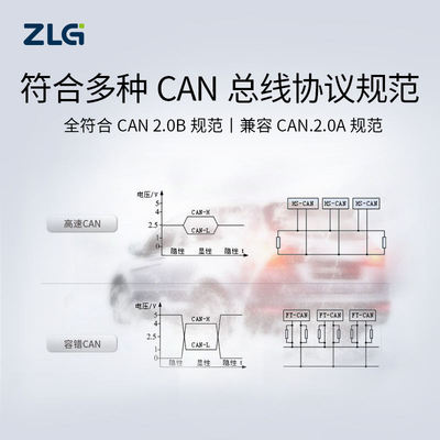 ZLG致远电子 周立功can盒新能源汽车CAN分析仪 USBCAN接口卡