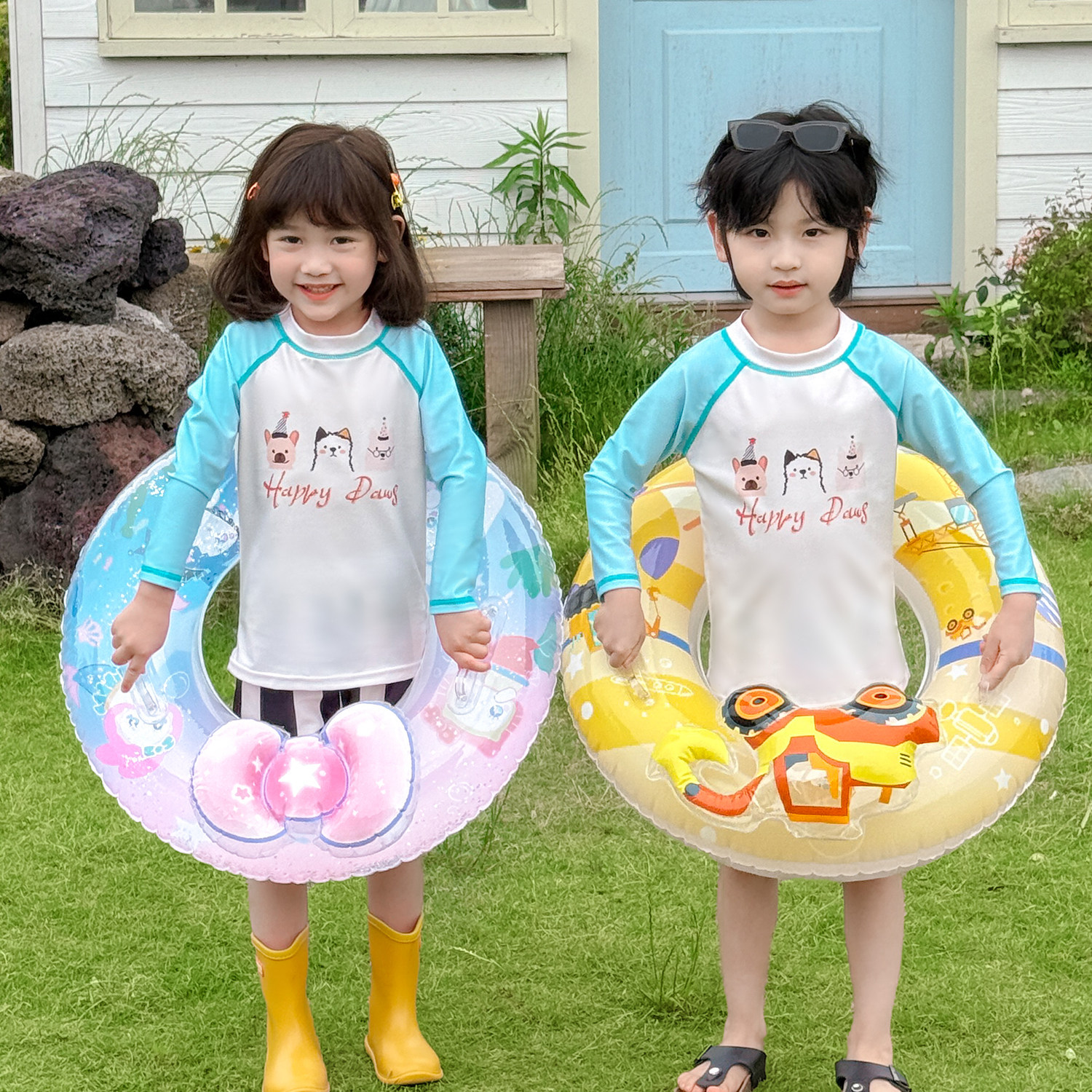 25新款儿童泳衣男女童分体长袖防晒专业游泳衣中大童小孩速干学生