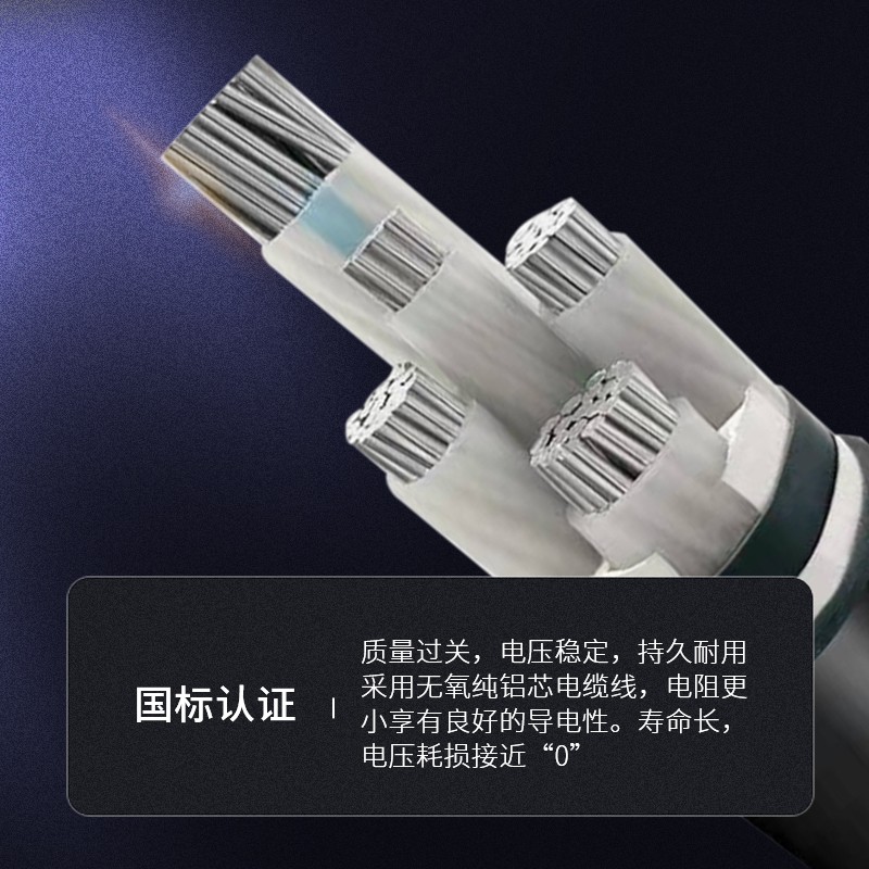 精品国标铝芯线铝电缆2 3 4 5芯50 70 95平方+1室外架空地埋120电