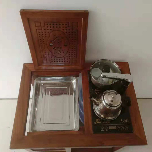 老榆木茶水桌新中式茶水柜餐边柜实木家用移动茶水台功夫泡茶柜