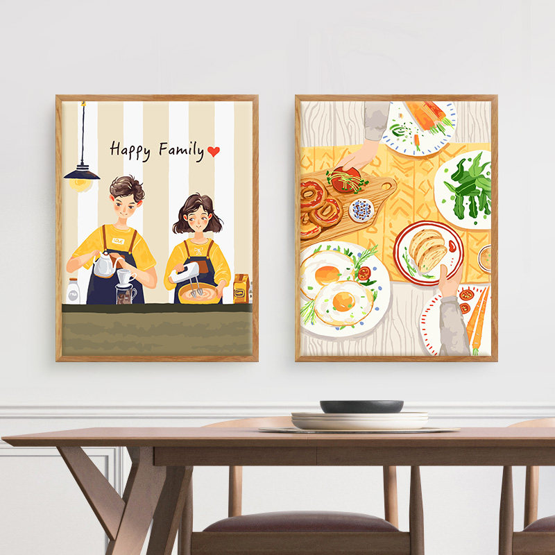 自油自画 数字油画diy客厅餐厅手绘手工填充填色油彩画 甜蜜小屋