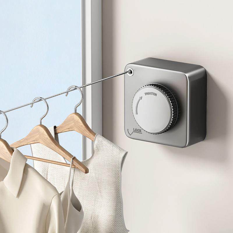 隐形伸缩晾衣绳室内免打孔阳台钢丝挂晒衣服绳子卫生间收缩晾衣架